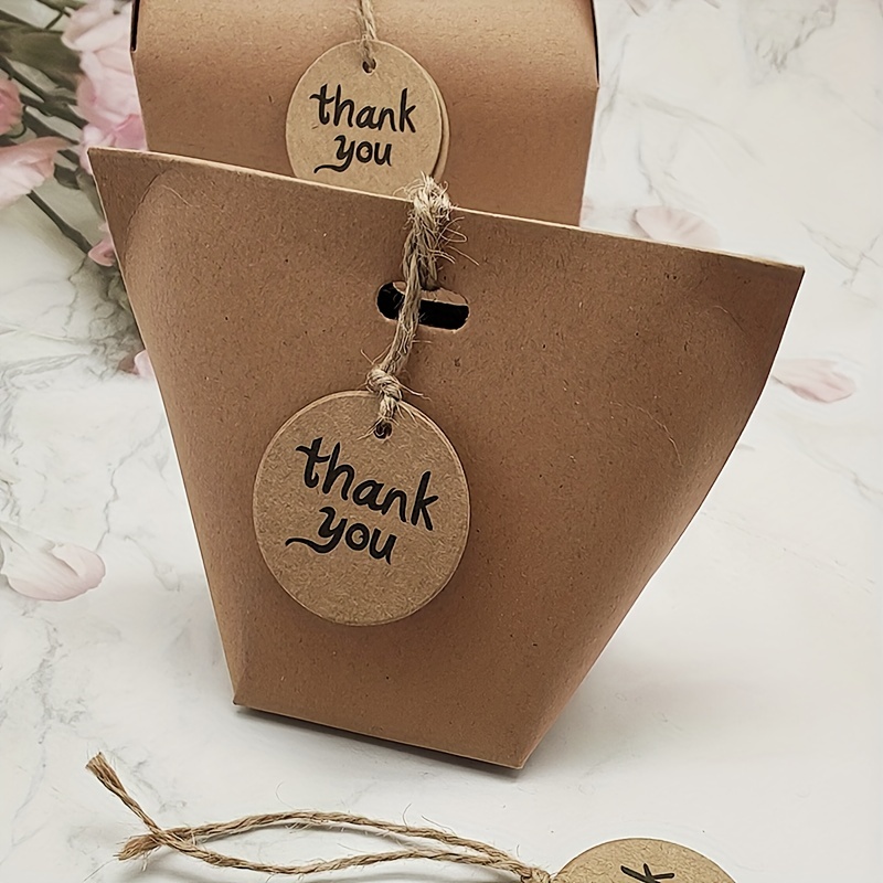 100pcs White Kraft Paper Tags Thank You Handmade Gift Tag Labels