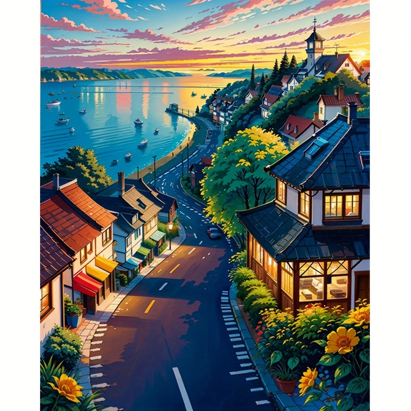 1pc Harbour Picture Painting By Numbers Kit For Adults, Beach Wall Art Diy  Gift, Acrylic Paint On Canvas For Home Decoration 40x50cm/16x20inch Without