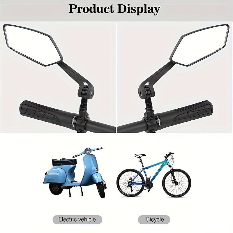 Espejos universales para bicicleta, espejo retrovisor para manillar,  giratorio de 360°, espejos de bicicleta a prueba de golpes, espejos de gran
