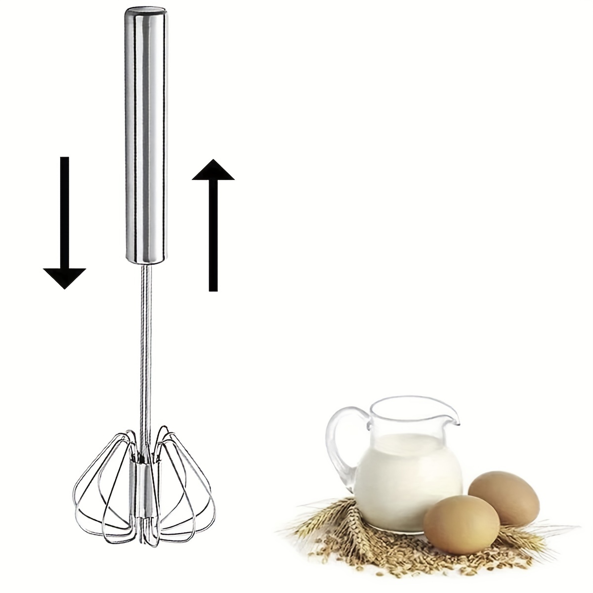 Semi-automatic Egg Whisk, Stainless Steel Egg Beater, Hand Push Rotary Egg  Blender, Baking Tools, Kitchen Gadgets, Kitchen Accessories, Home Kitchen  Items - Temu