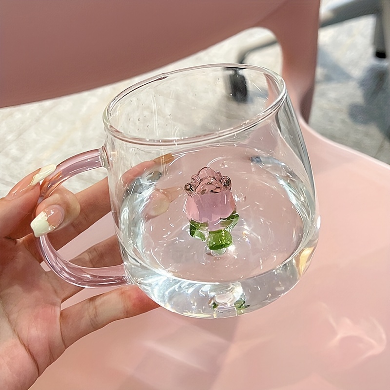Kawaii Rabbit Flower Glass Cup Cute Coffee Wine Bubble Tea Milk