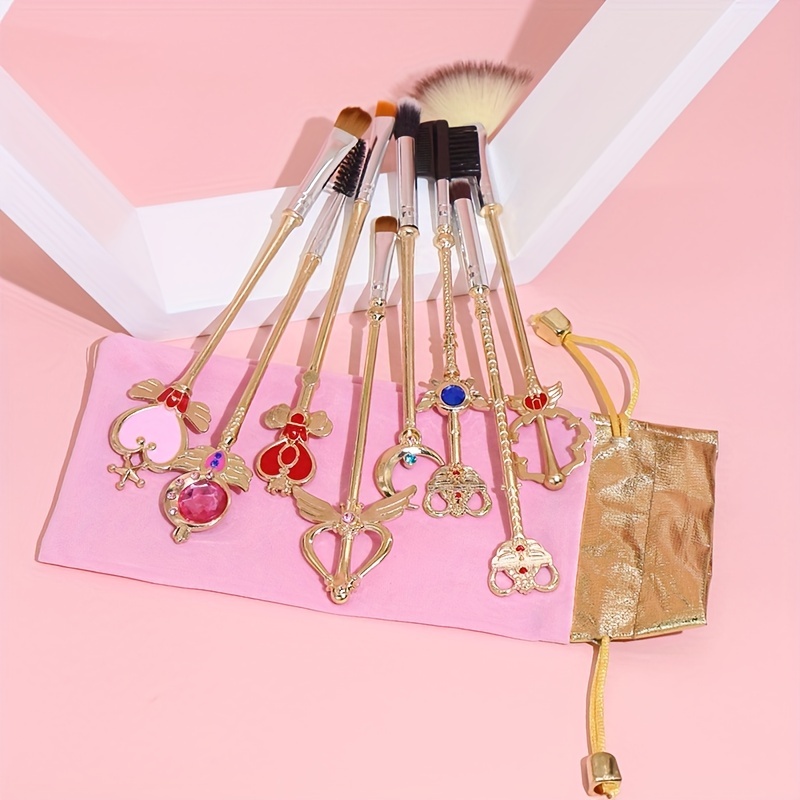 8pcs Sakura Makeup Brush Set with Pink Bag Ideal Gift for Moon Fans