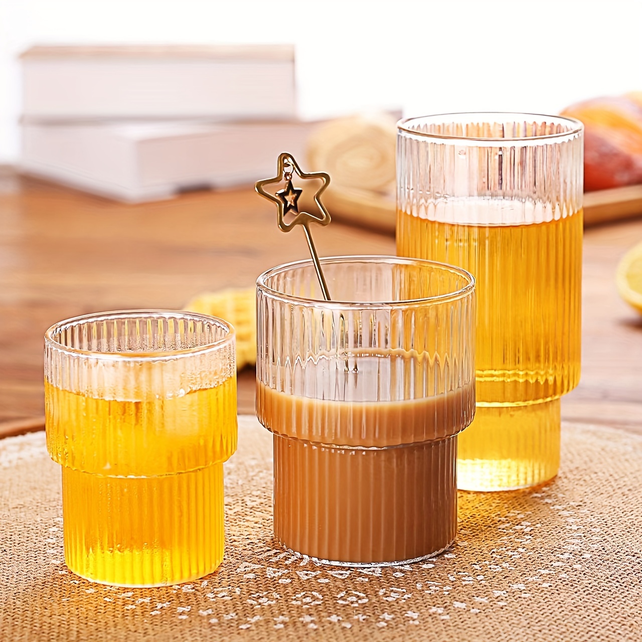 Ribbed Drinking Glasses, Japanese Origami Style Water Cups, Iced Coffee  Cup, For Beer, Juice, Milk, Birthday Gifts, Drinkware - Temu