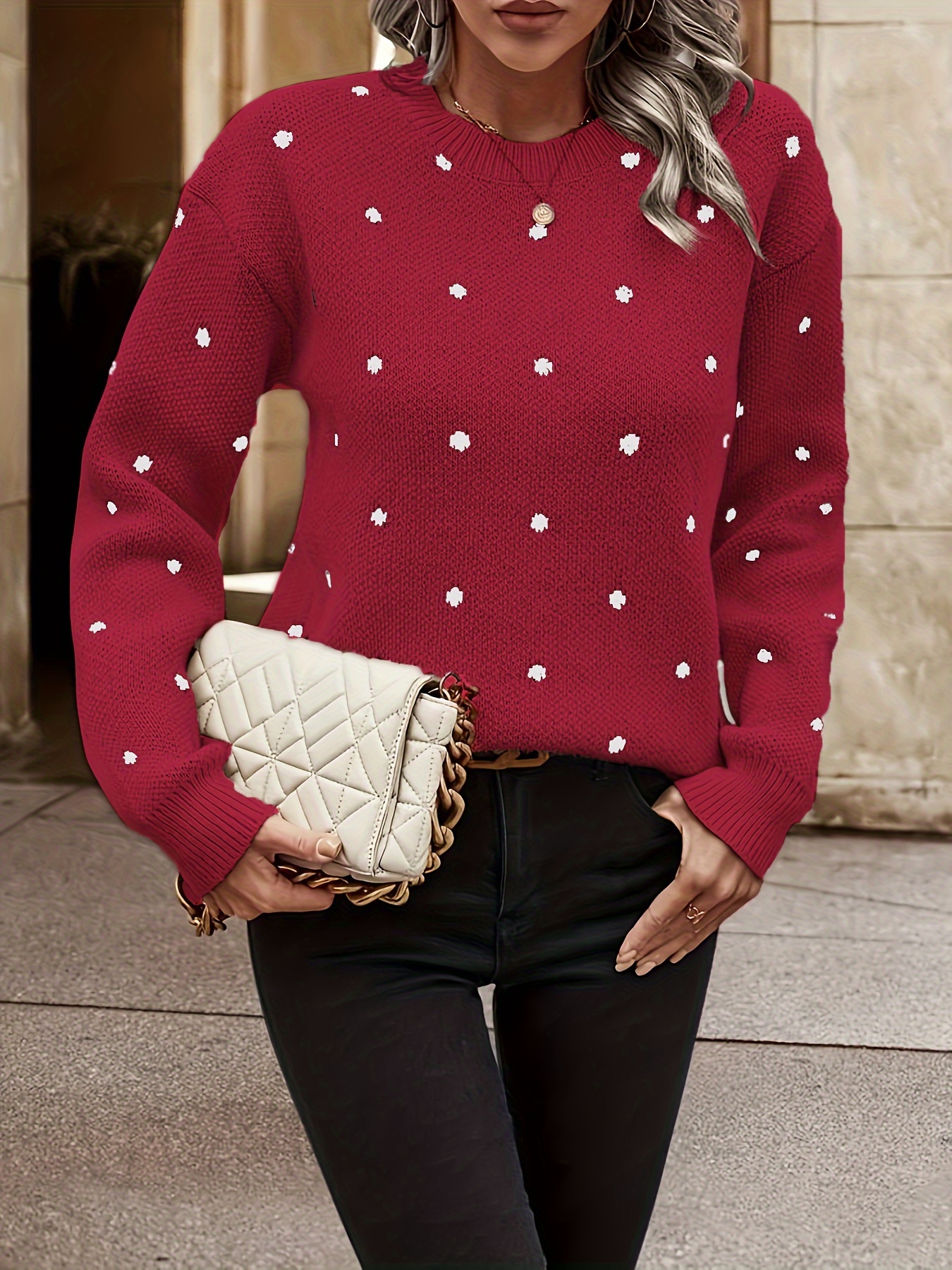 Polka dot jumper top womens