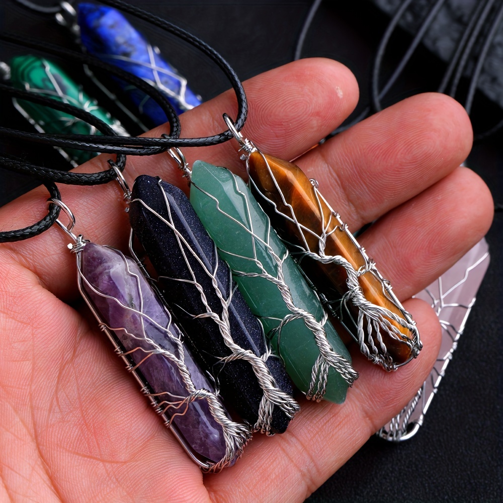 Tree of Life Crystal Necklace  Wire Wrapped Stone Tree Necklace –  Crystalline Dream