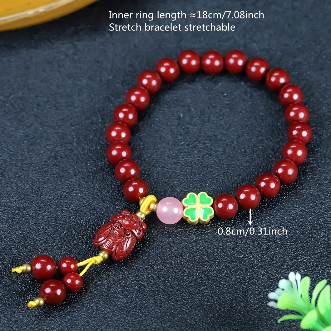 Cinnabar Chinese Zodiac Beaded Bracelet Chinese Gifts Real Jewelry Man  Natural