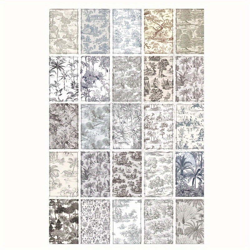 50 Sheets Retro Plant Floral Gift Wrapping Paper Notebook Base Paper