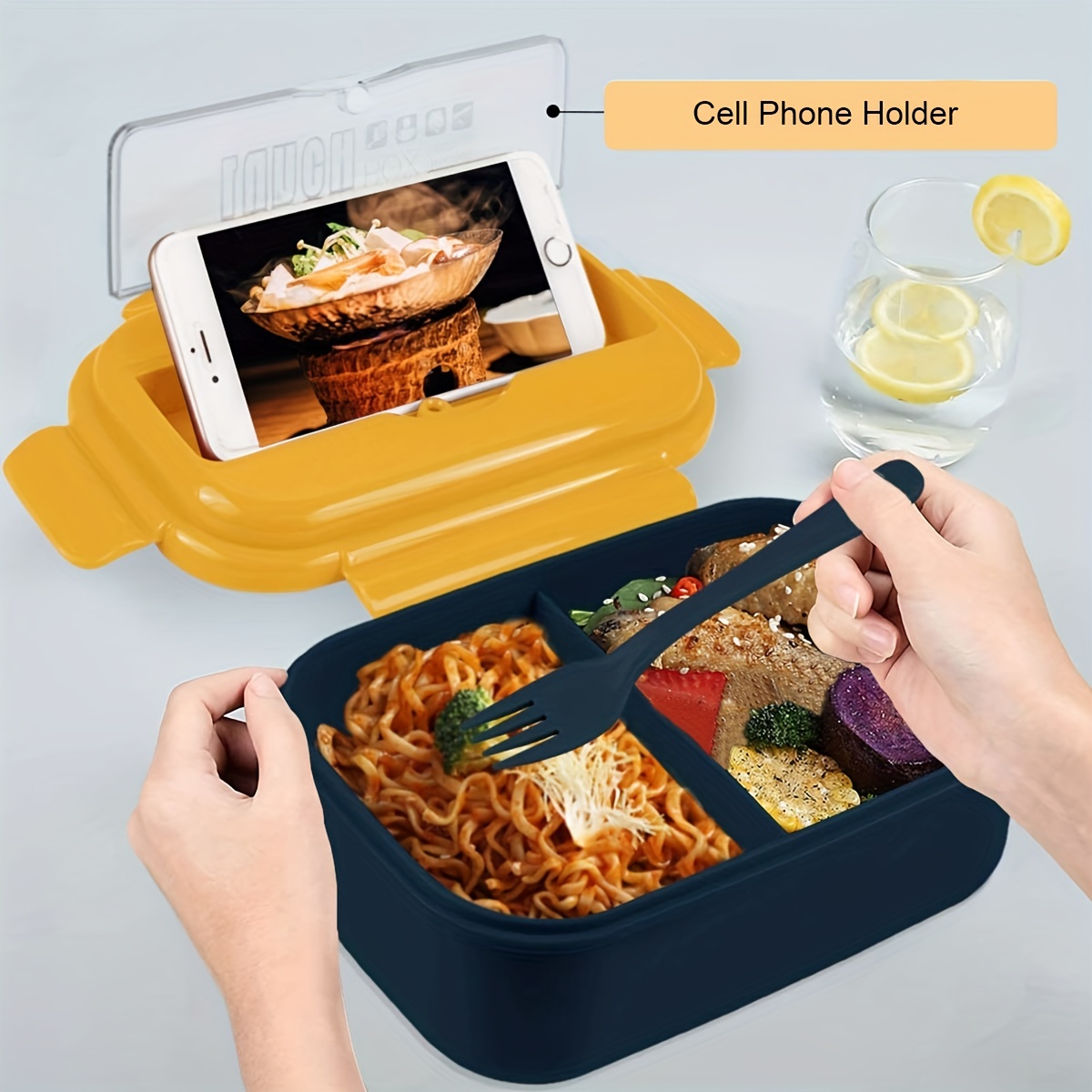 1pc Bento Box Adult Lunch Box 1100ml With Fork And Spoon Ideal