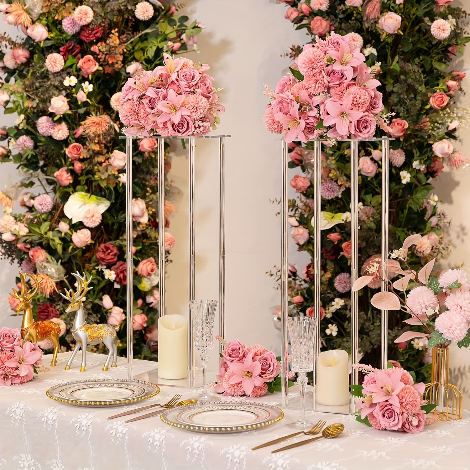 Acrylic Vase Clear Flower Stand Table Centerpiece for Marriage