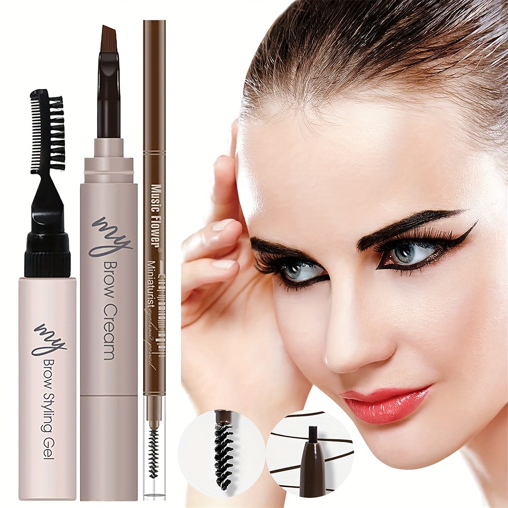 3-In-1 Brow Coloring Set: Gel, Pencil, Pomade - Brown