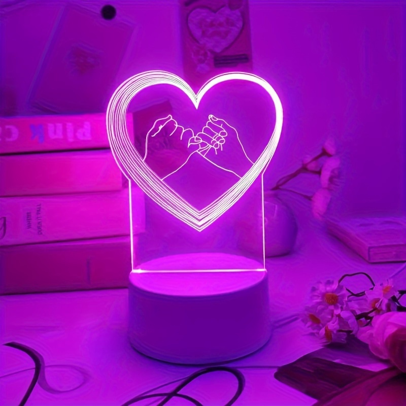 1pc Luz Nocturna En Forma Corazón Lámpara Noche Dormitorio - Temu