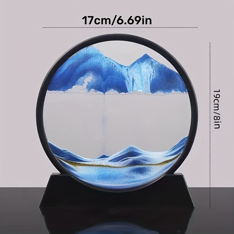 Flowing Sand Painting,Moving Sand Art Pictures 3-d, Quicksand Painting  Ornaments, Round Glass 3D Frame, Dynamic Sand Art Liquid Motion, Office  Desktop