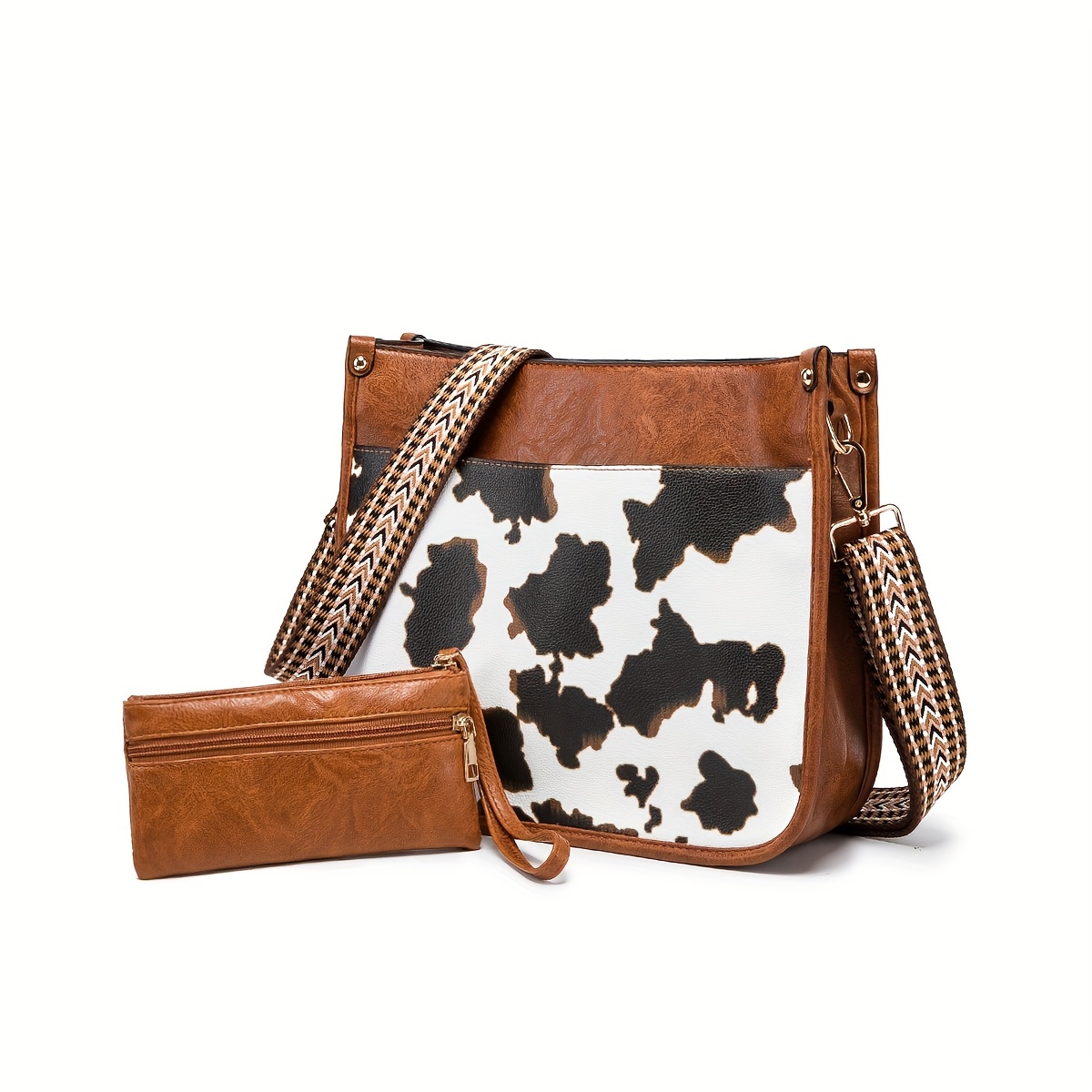 Travel Fashionably with Most Popular Cow Print Faux Leather Bag