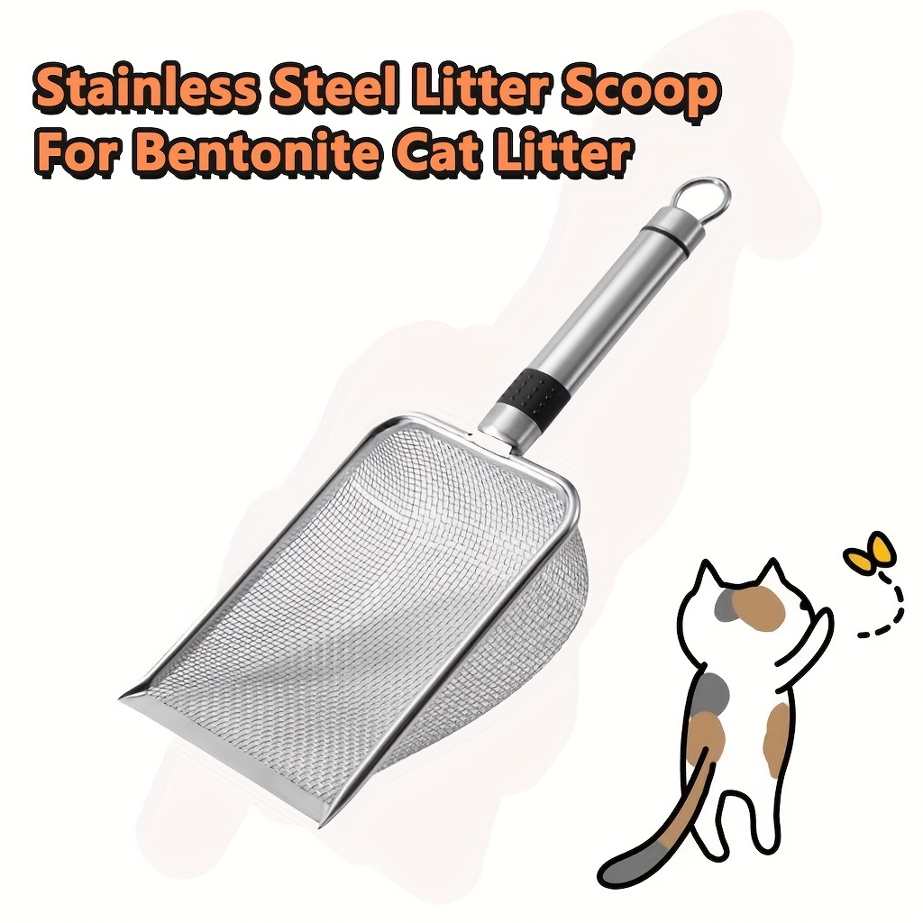 Small Mesh Stainless Steel Cat Litter Scoop Fine Mesh Metal Reptile Litter  Cleaner Scooper Non-Stick Coated Metal Litter Scoop Fine Sand Litter