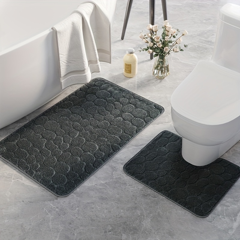 2-piece Bath Mat Set Gray Toilet Bowl Set Decorative Bath 