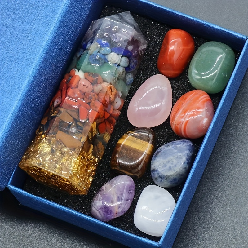 

7pcs Natural Crystal Stones Set, 7 Chakras Gemstone Healing Stone, Yoga Balance Energy Gemstones, Quartz Mineral Ornaments Home Decor