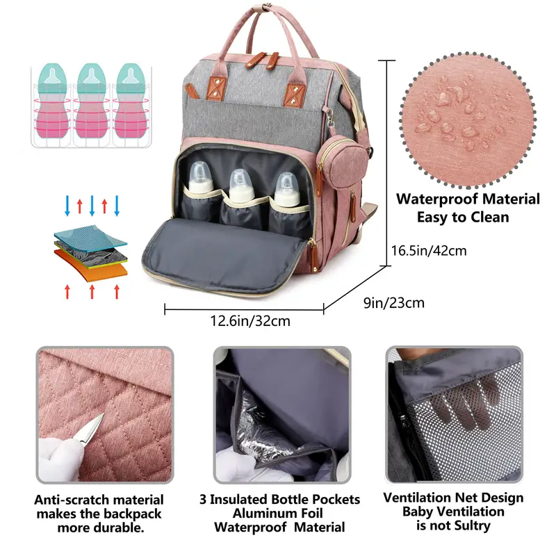 baby diaper bag backpack baby bags for boys girls diaper backpack bag with a changing station multifunction waterproof large travel back pack baby registry search newborn baby essential gifts details 3