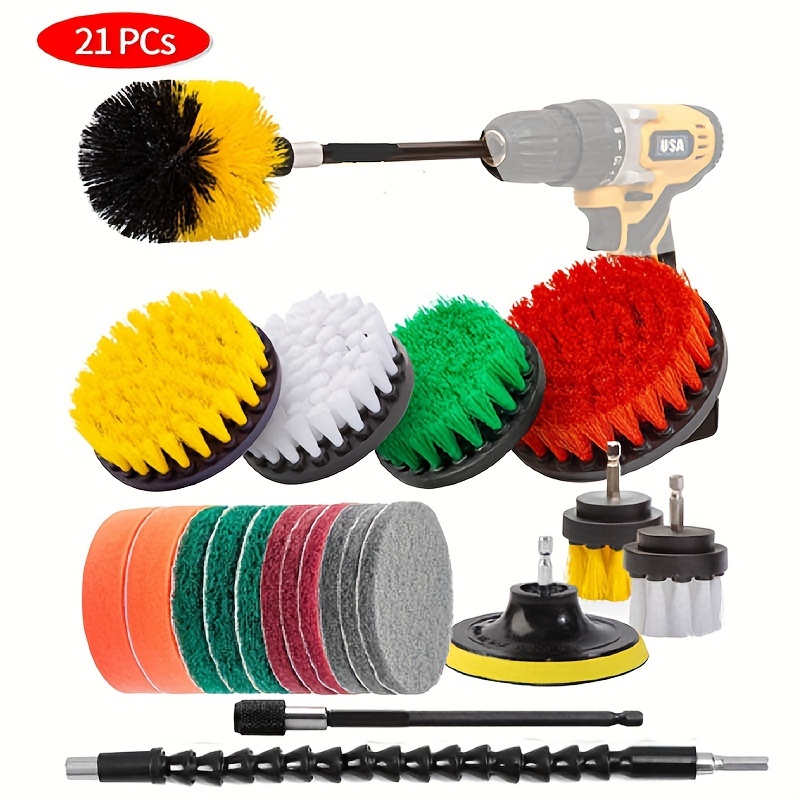 Electric Drill Brush Set Power Scrubber Brush Drill Brush - Temu