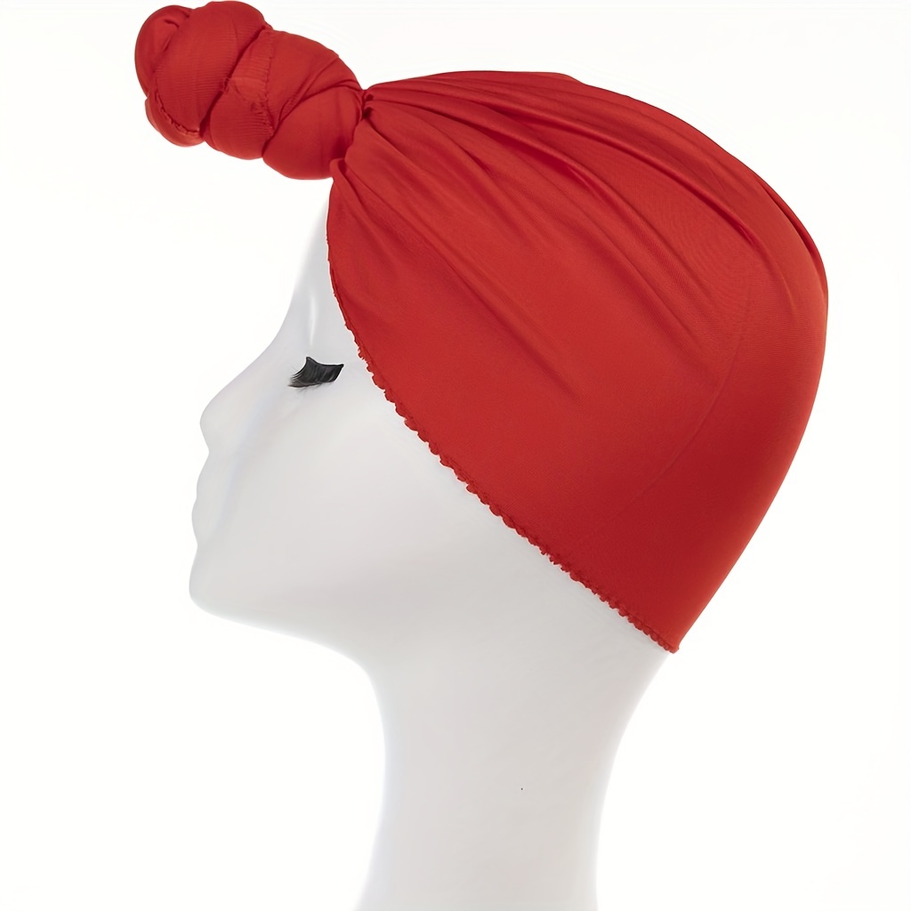 Top Knot Turban Cap Solid Elastic Head Wraps Casual Breathable Head Scarf