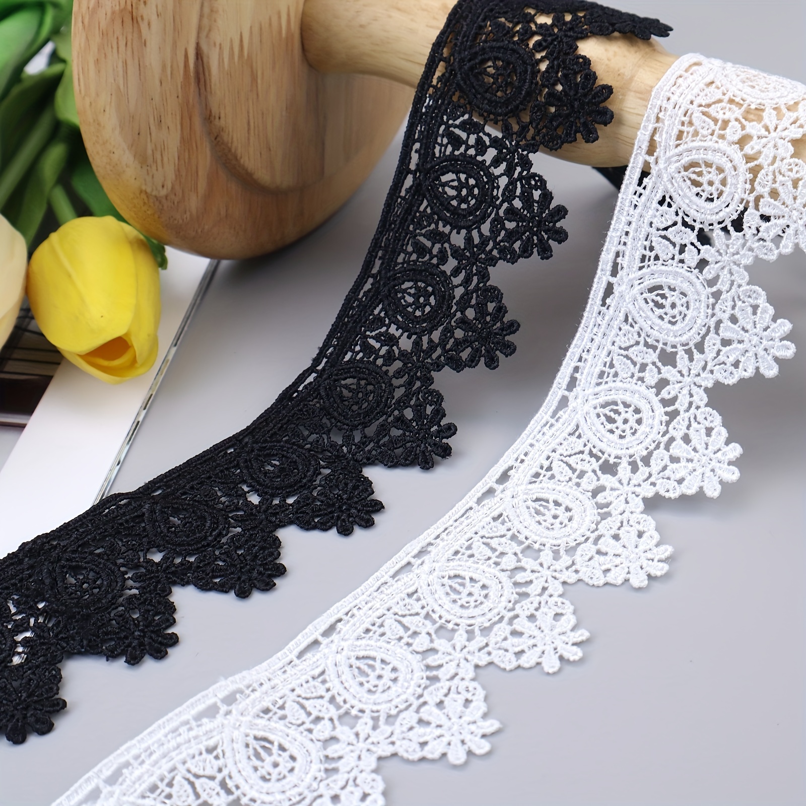 Black Water Soluble Lace Clothing Accessories Chemical Scalloped Embroidery  Flower Lace Trim - China Scalloped Embroidery Trim and Flower Lace Trim  price
