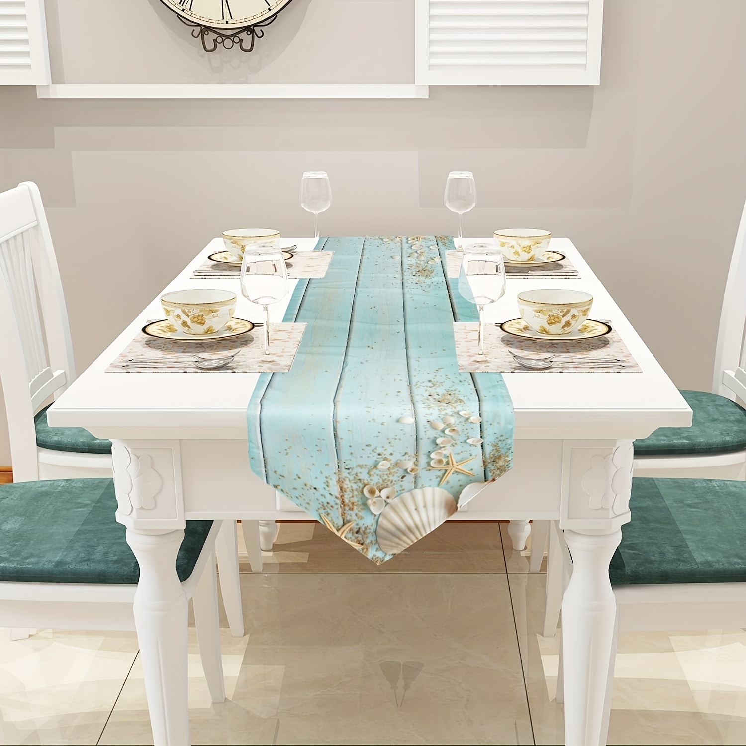 Ocean Style Linen Table Runner Summer Seashore Decor