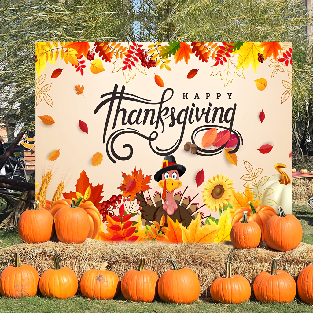 Friendsgiving Backdrop Banner Fall Pumpkin Turkey Thanksgiving Festival  Holiday Photography Background Wall Decoration