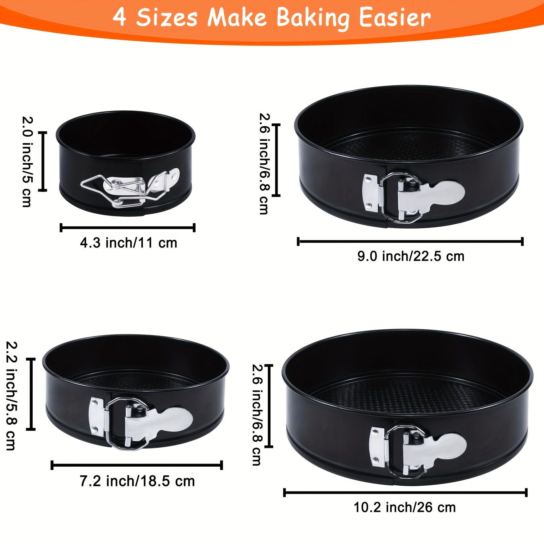 Springform Pan (5/7/9) Set,Non-stick Leakproof Round Cake Pan