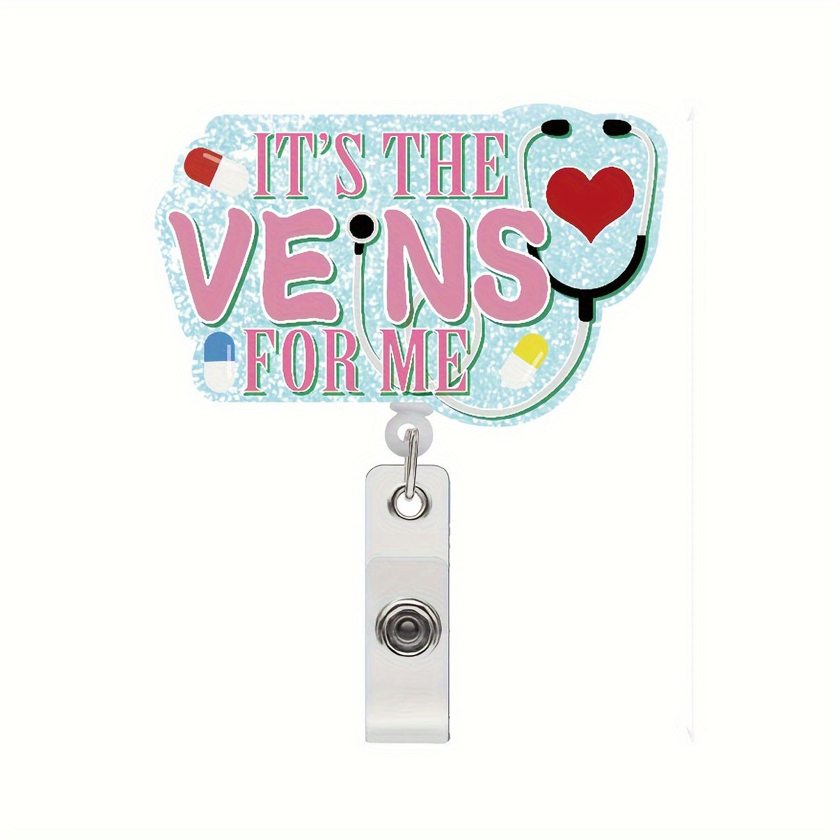 1pcs Cute Nurse Medical Acrylic Badge Reel Retractable Badge Holders,ID  Badge Holders Retractable With Clip,Funny Phlebotomy Nursing Badge Reels  For Student Business Meeting School Office,3.2*1.285inch