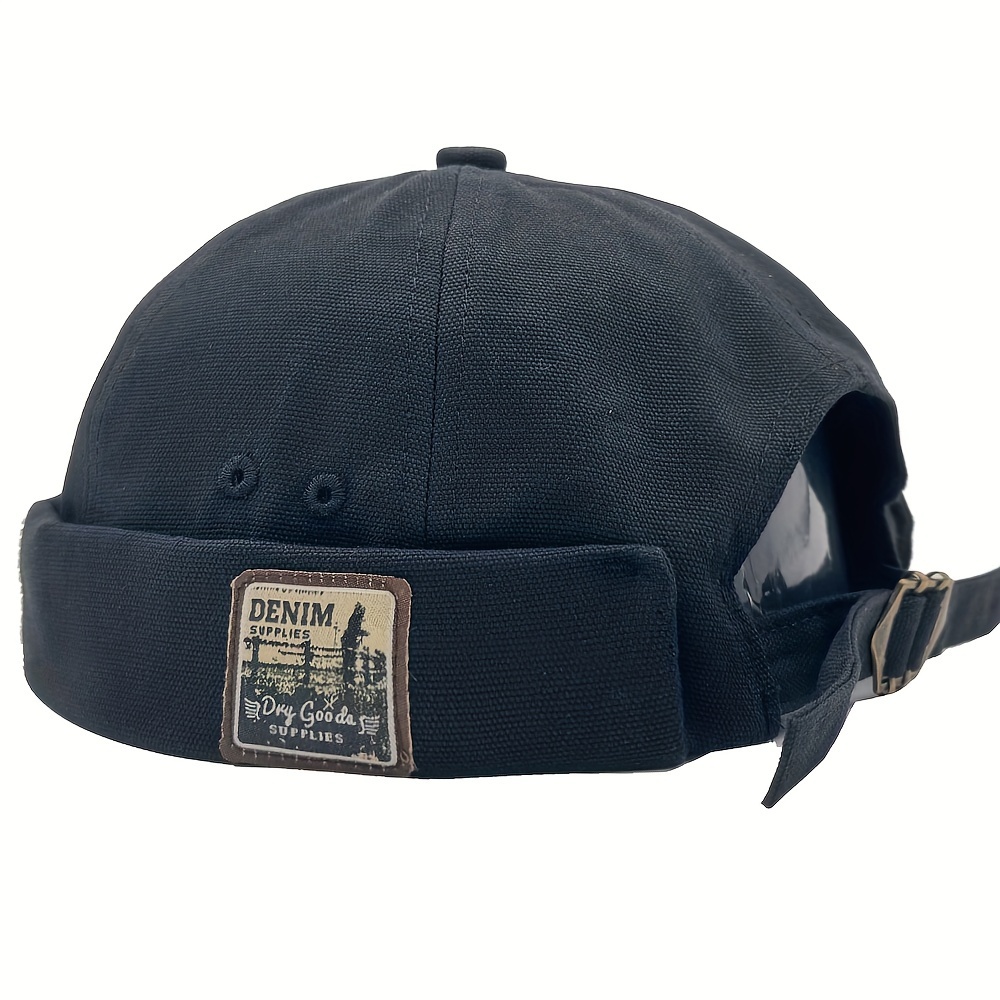 Black Casual Vintage Beanie Hat, Men's Docker Breathable Cotton Retro Adjustable Men Beanie Hats