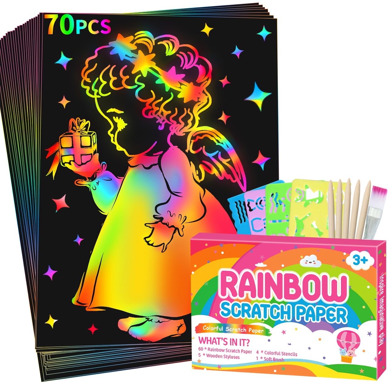 Scratch Paper Gifts For Kids Set Rainbow Scratch Art For - Temu