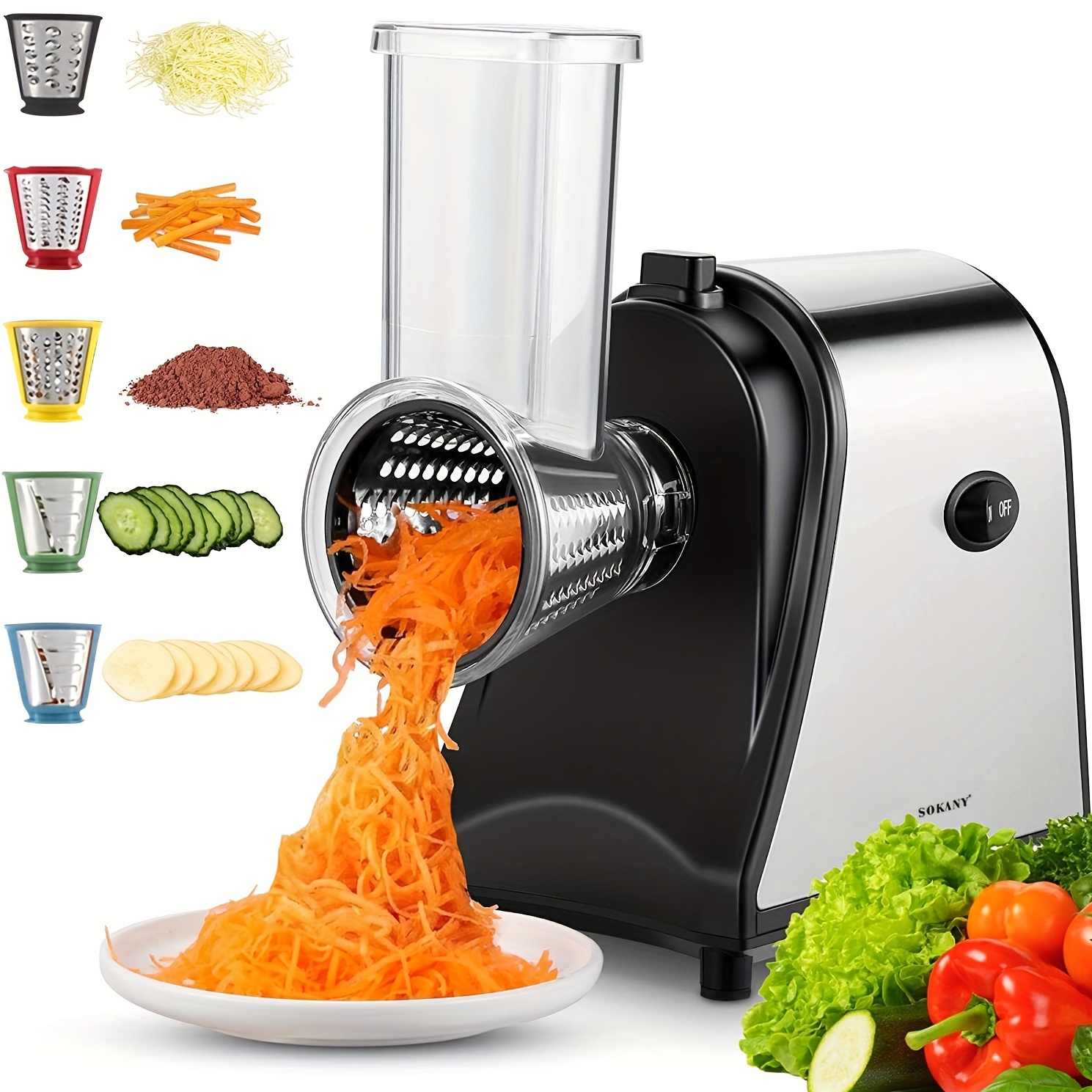 Eu Plug Electric Cheese Grater, Upgraded 1 Professional Cheese Grater  Electric Vegetable Slicer, Rotary Electric Slicer/spiralizer For Veggies,  Grated Carrots - Effortless And Efficient Gra - Temu United Arab Emirates
