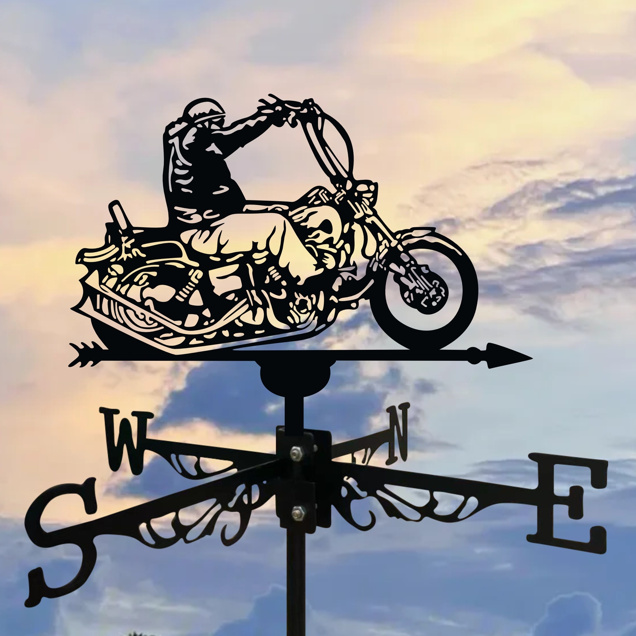 Image of Wind Vane, Home Decoration, Outdoor Garden Courtyard Metal Painting Outdoor Wrought Iron Crafts, Wind Vane Art Statue Ornaments Decorations