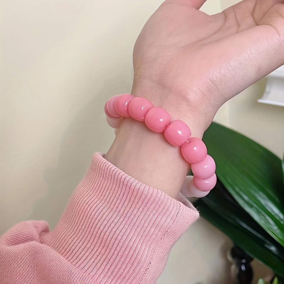 Pink Buddha Beads Bracelet Ice Beaded Wen Play Head Rope Dual purpose