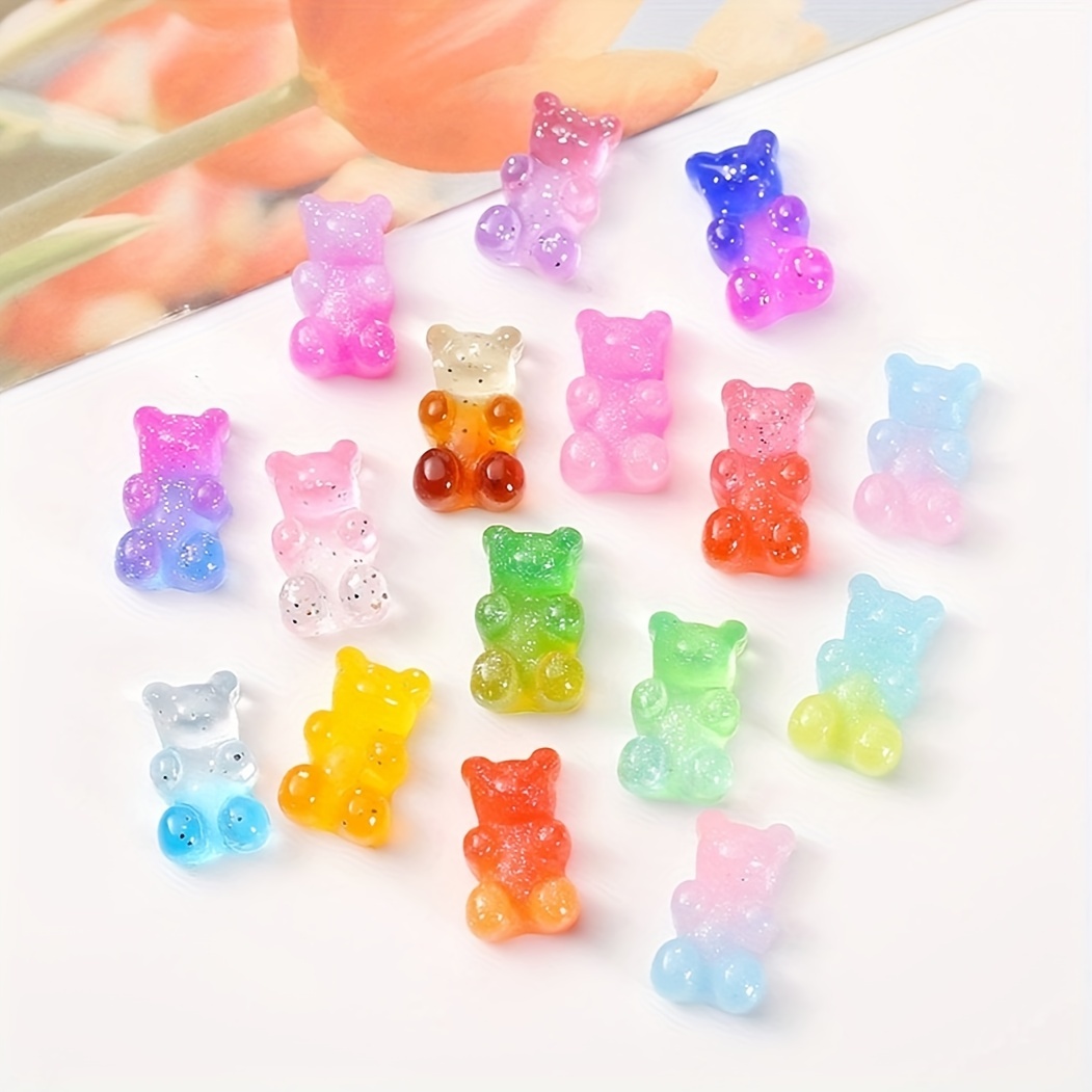 10pcs Simulation Jelly Candy Bears Cute Gummy Bear Charms Gradient Candy Color for Pendant DIY Earrings Necklace Jewelry Accessories Finding,Temu