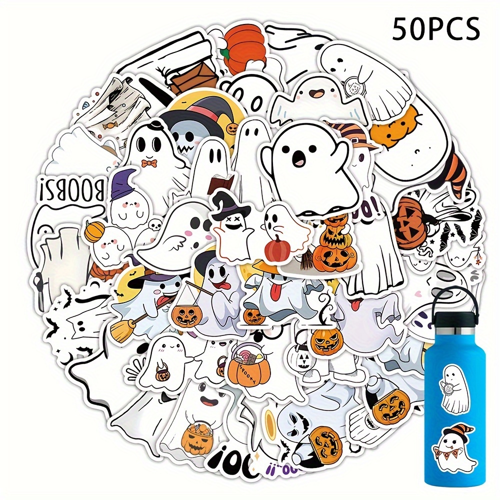 Cute Ghost Stickers, 40 PCS Vinyl Waterproof Cute Ghost Small Stickers for  Phone Case, Water Bottles, Laptops