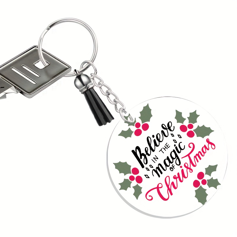 Temu 1pc, Acrylic Keychain Blank with Key Rings Tassels Key Chain for Craft, Bulk Keychain Rings, Acrylic Keychain Rings, Key Chain Kit Christmas Party