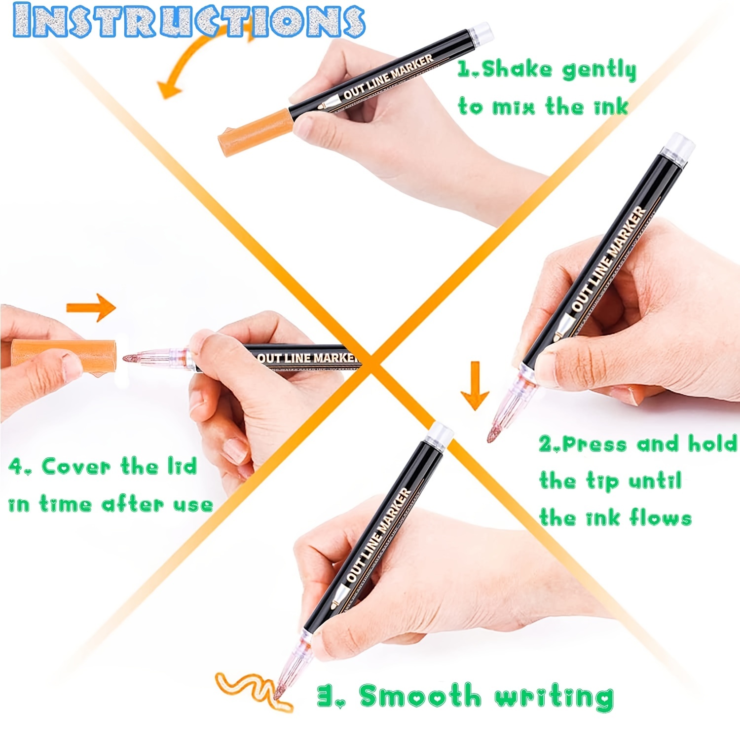 12/24 Colors Double Line Outline Art Pen Marker Pen Diy - Temu
