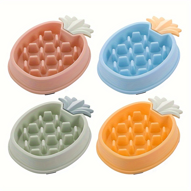 Random Color Pineapple Shaped Slow Feeder Pet Bowl Anti-choking Dog Food  And Water Bowl Plastic Pet Slow Feeding Basin Pet Puzzle Food Feeder - Temu