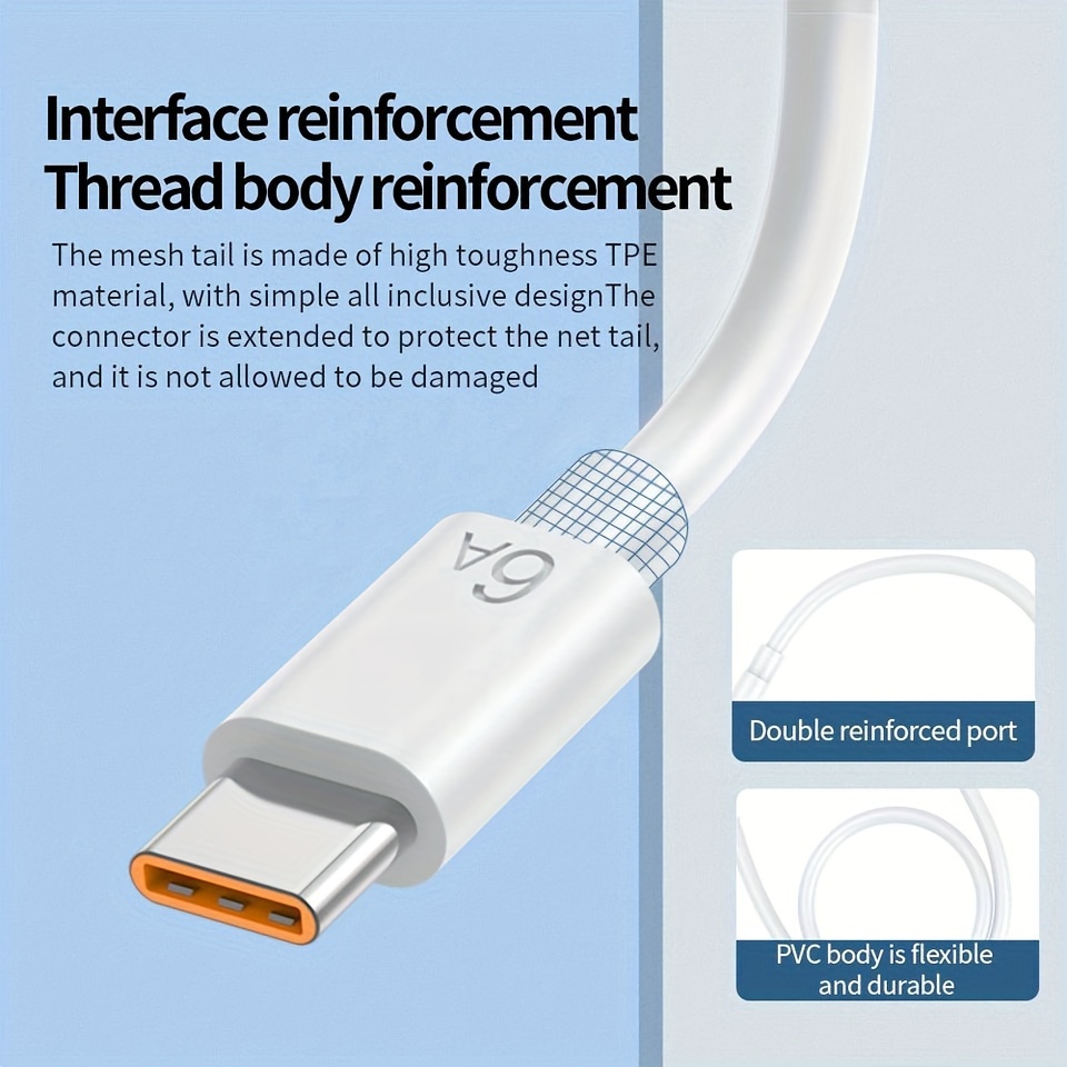 Cable USB A a USB C de carga rápida, [paquete de 5, 3/3/6/6/10 pies]  CLEEFUN tipo C cable de alimentación de carga rápida compatible con Samsung