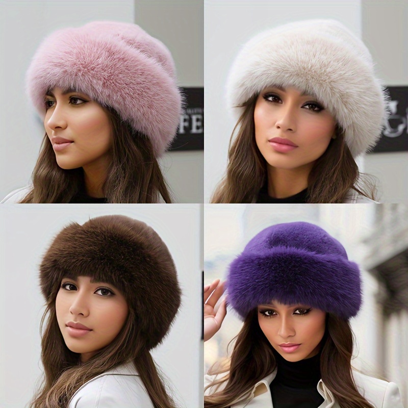 Cheap Women's Hats Plus Velvet Thickening Warm Ear Protection Knitted Hat  Beret Rabbit Fur Hat Woolen Hat Autumn and Winter