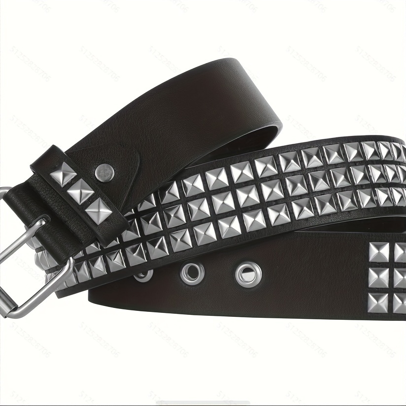 PU Leather Rivet Pin Buckle Belt, Funky Handsome Style