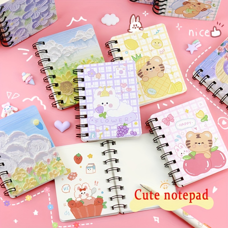 Cute Bear Bunny Cat Kawaii Notebook Stationery Gift Kitty Cat Stationary  Lined Ruled Paper Notebook Small Book Gift Journal Mini Spiral 