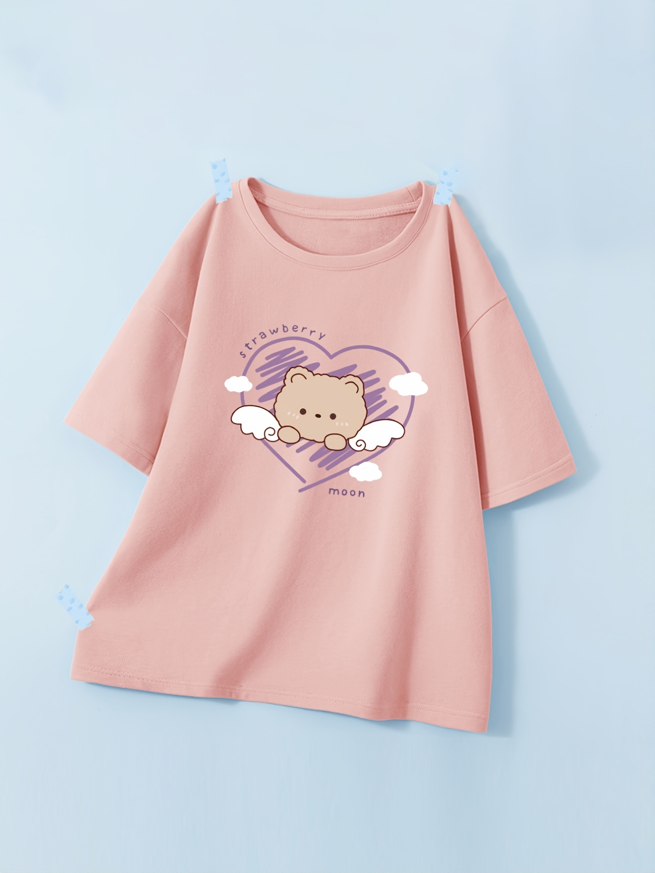 Cute Bear Print Graphic T-shirt, Cute Cartoon Short Sleeve Crew Neck Shirt,  Casual Every Day Tops, Women's Clothing - Temu