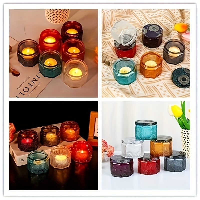 6pcs Floral Embossed Glass Round Candle Jars For Candle Making Large  Containers