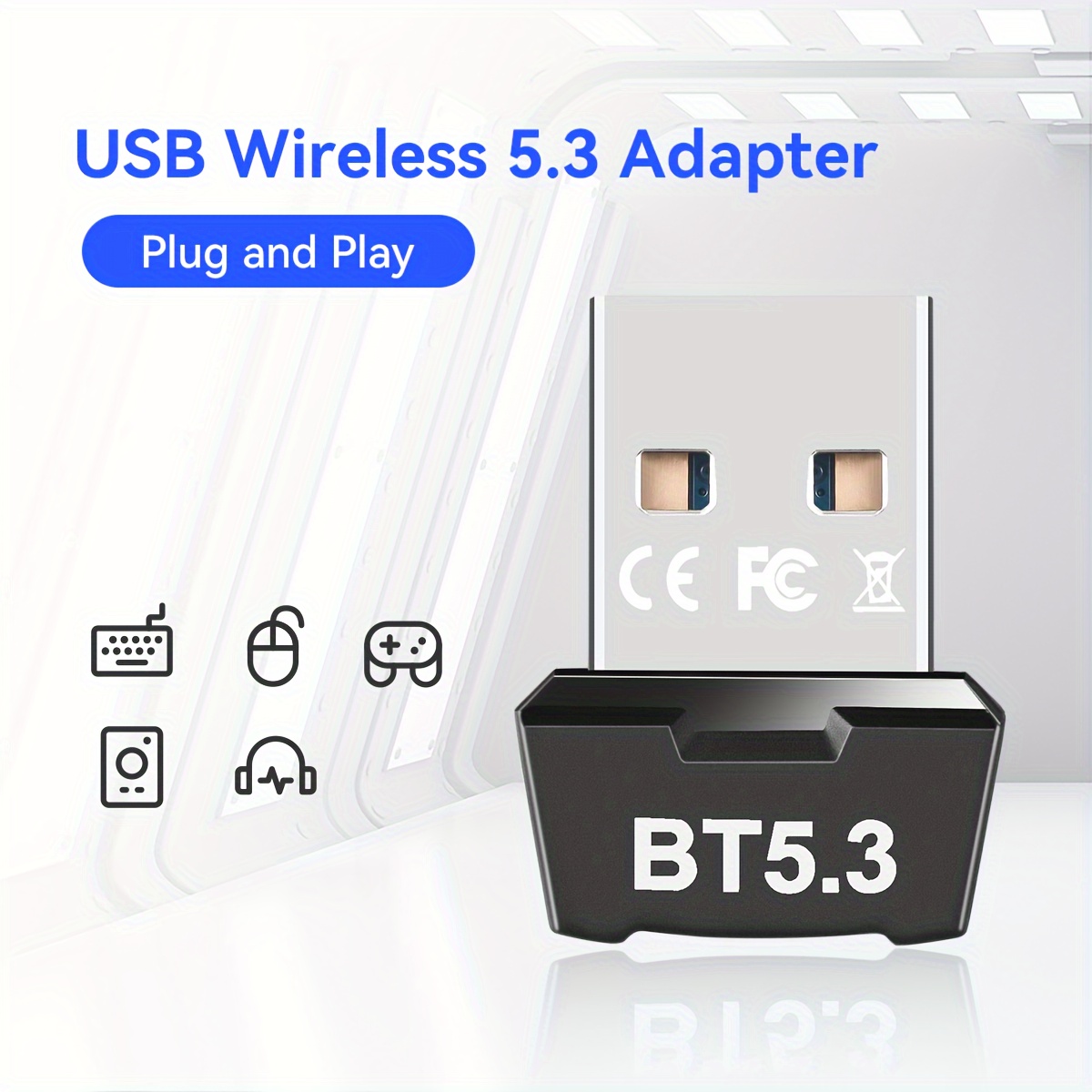 Smart Chip USB Bluetooth 5.3 Adapter, Mini Bluetooth EDR Dongle