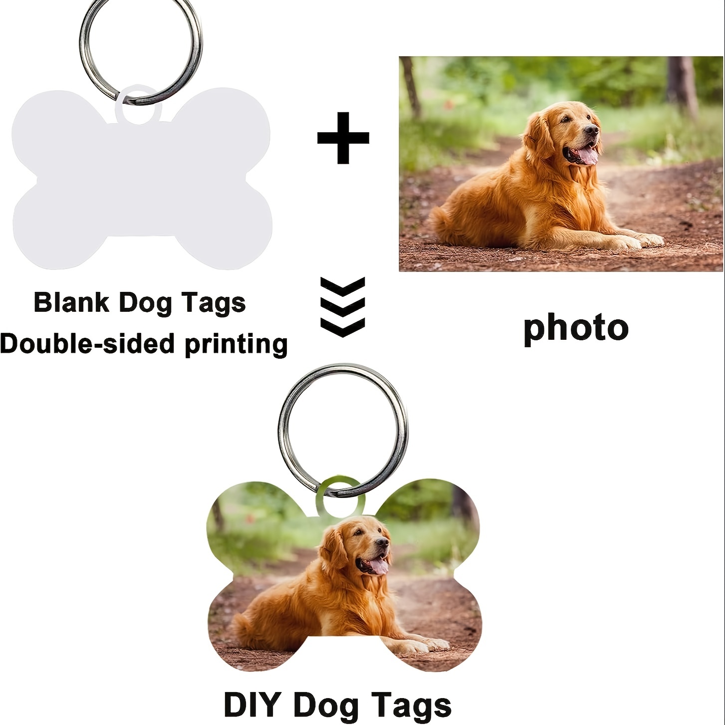 2pcs Sublimation Blank Dog Tags Heat Transfer Pet Tags Pendent Blank Craft Pet  Tags 