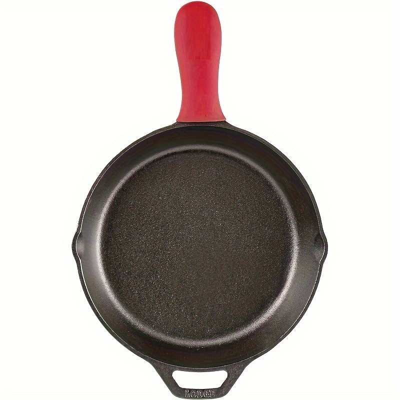 Cast Iron Skillet w/ Red Silicone Hot Handle Holder by Lodge at