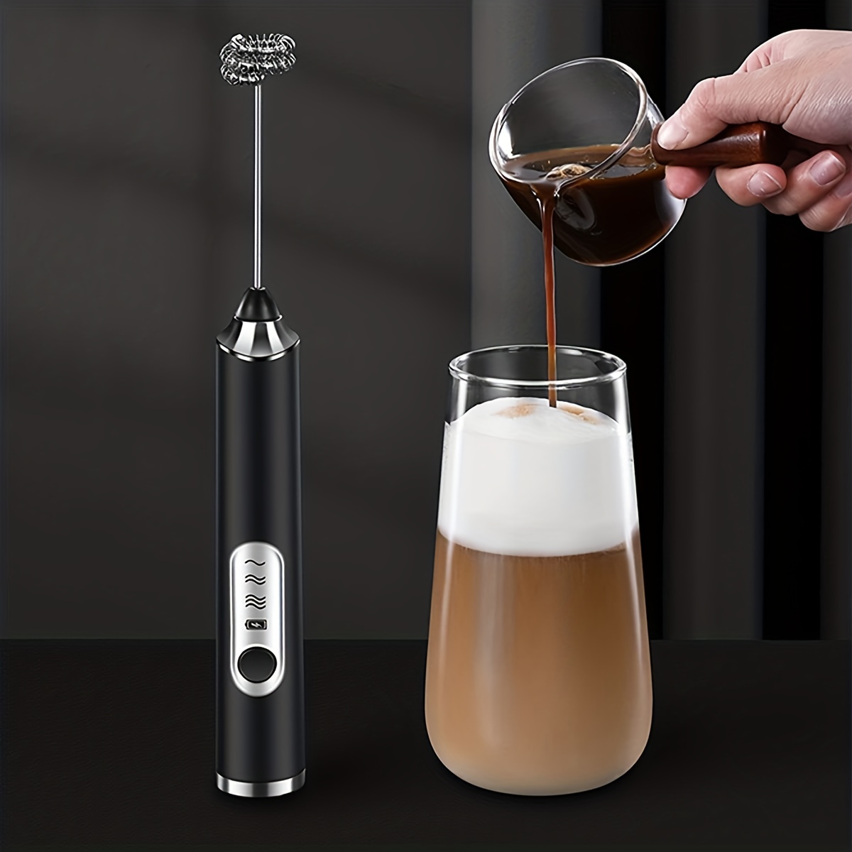  Handheld Milk Frother Electric, LCD Stainless Steel Milk Frother  Handheld Rechargeable Adjustable 3 Speeds Mini Foamer for Coffee, Frappe,  Matcha, Hot Chocolate: Home & Kitchen