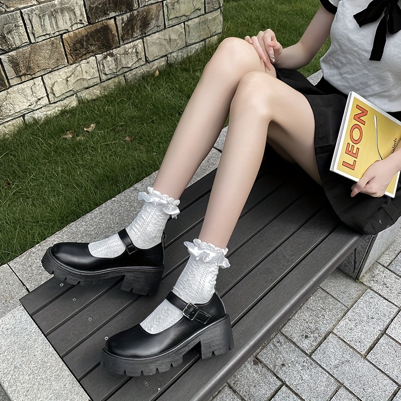 Women Minimalist Buckle Decor Platform Mary Jane Shoes