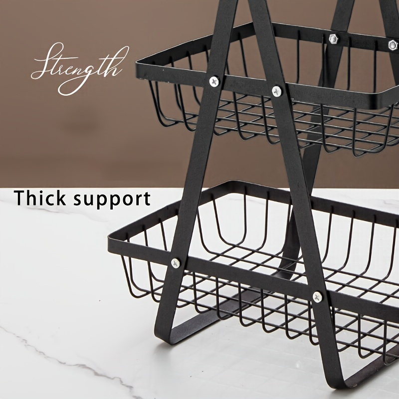 Double layer Iron Fruit Basket Vegetable Storage Rack 2 Tier - Temu